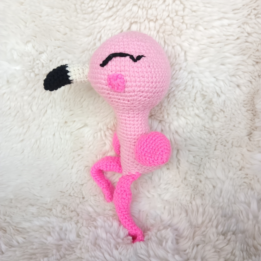 Pink Crochet Flamingo Plush Toy